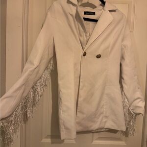 White Fringe Coat